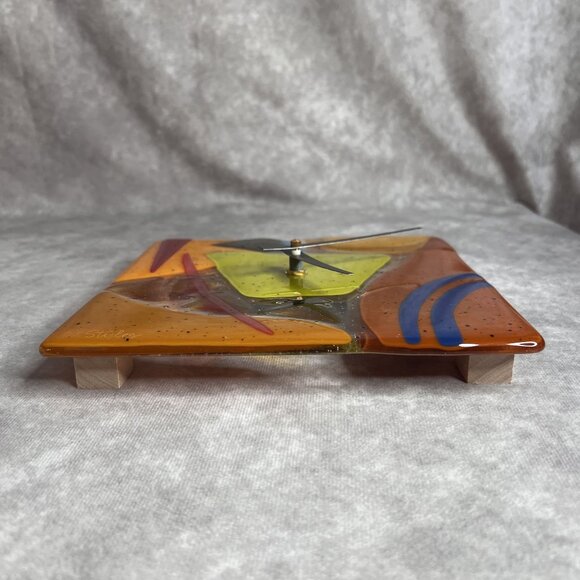 Colorful Geometric Fused Glass Wall Clock By Danielle Styles Battery Operated - Picture 5 of 12